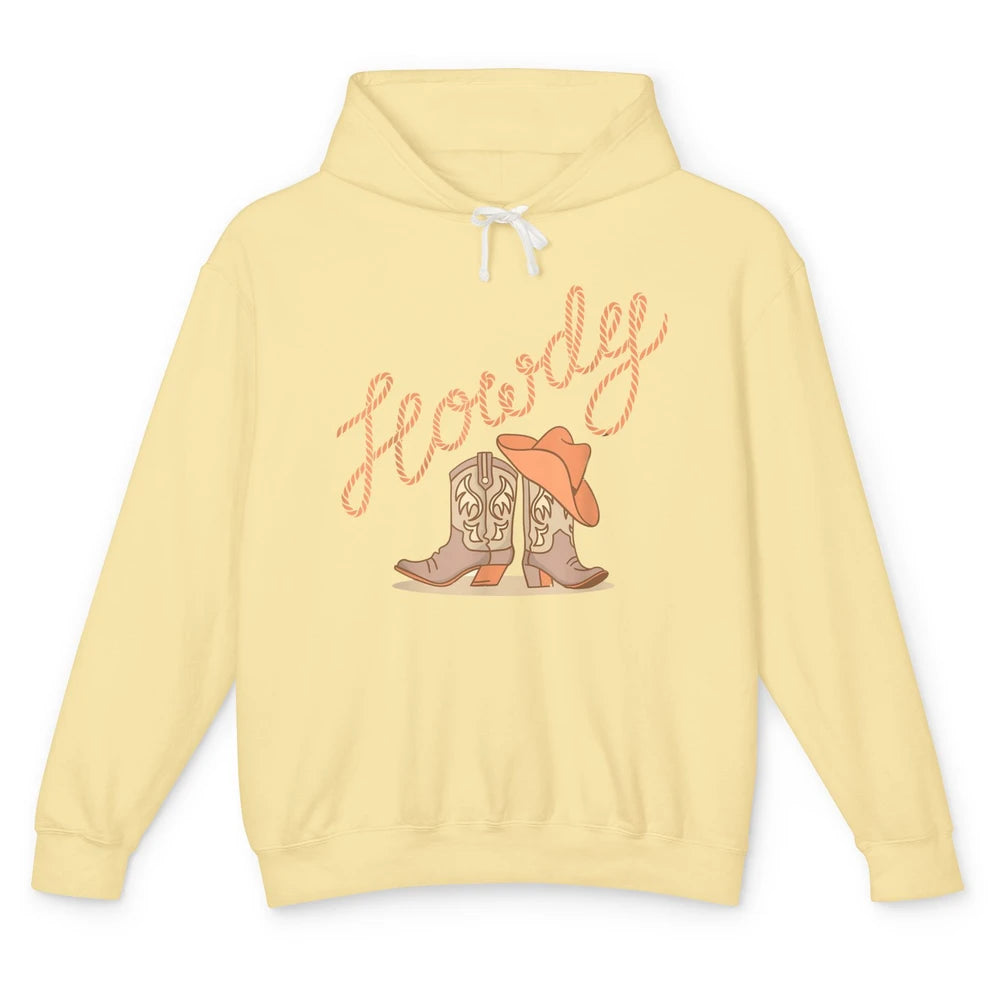 Retro Howdy Cowboy Hat Boots Western Country Cowgirl Music Unisex Lightweight Hoodie