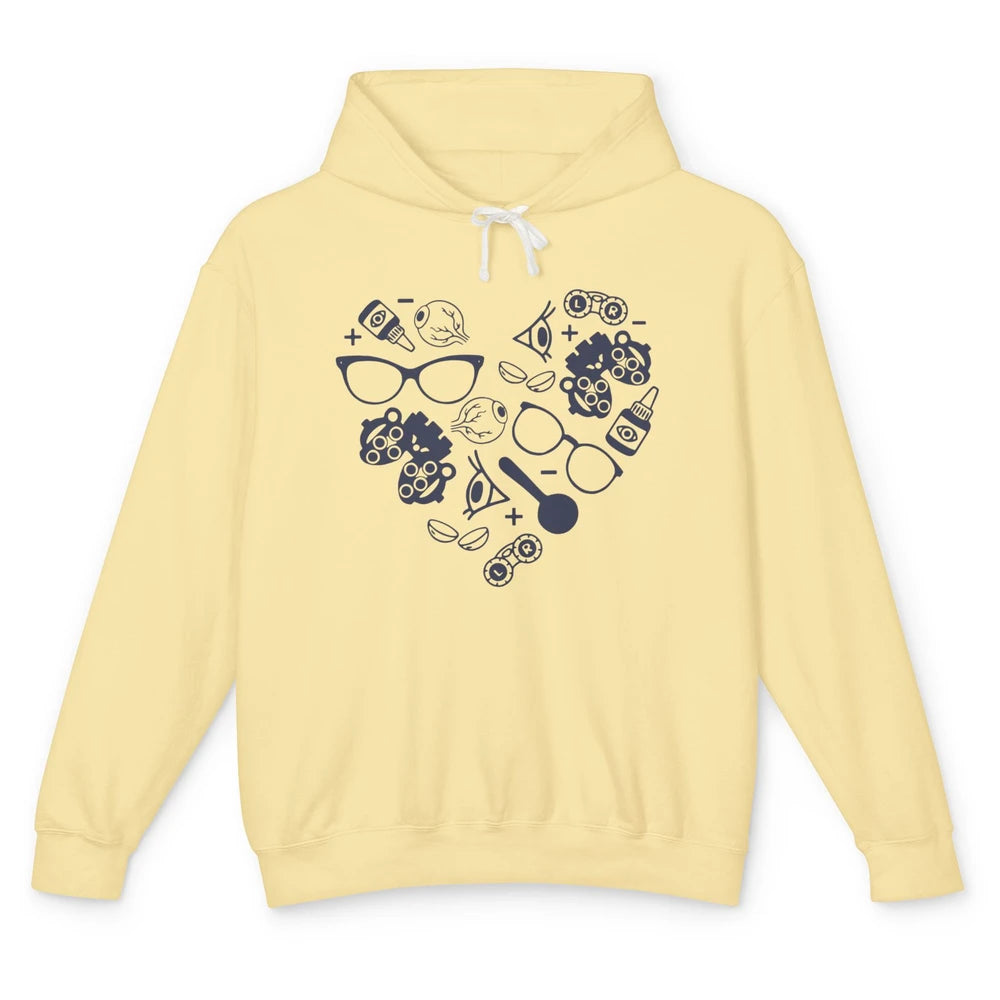 Optometrist Love Heart Symbols Optician Eye Doctor Gift Unisex Lightweight Hoodie