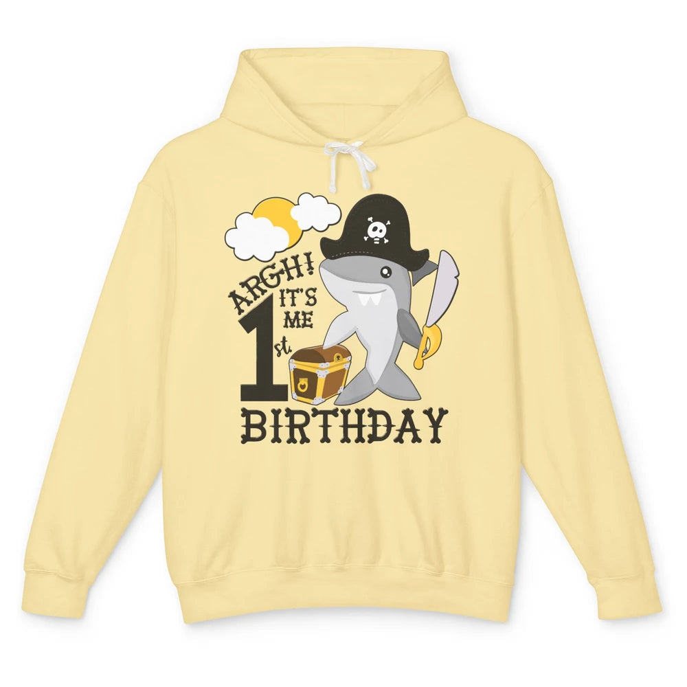 Pirate Shark 1st Birthday Party 1st Birthday Boy Girl Gift Unisex Lightweight Hoodie