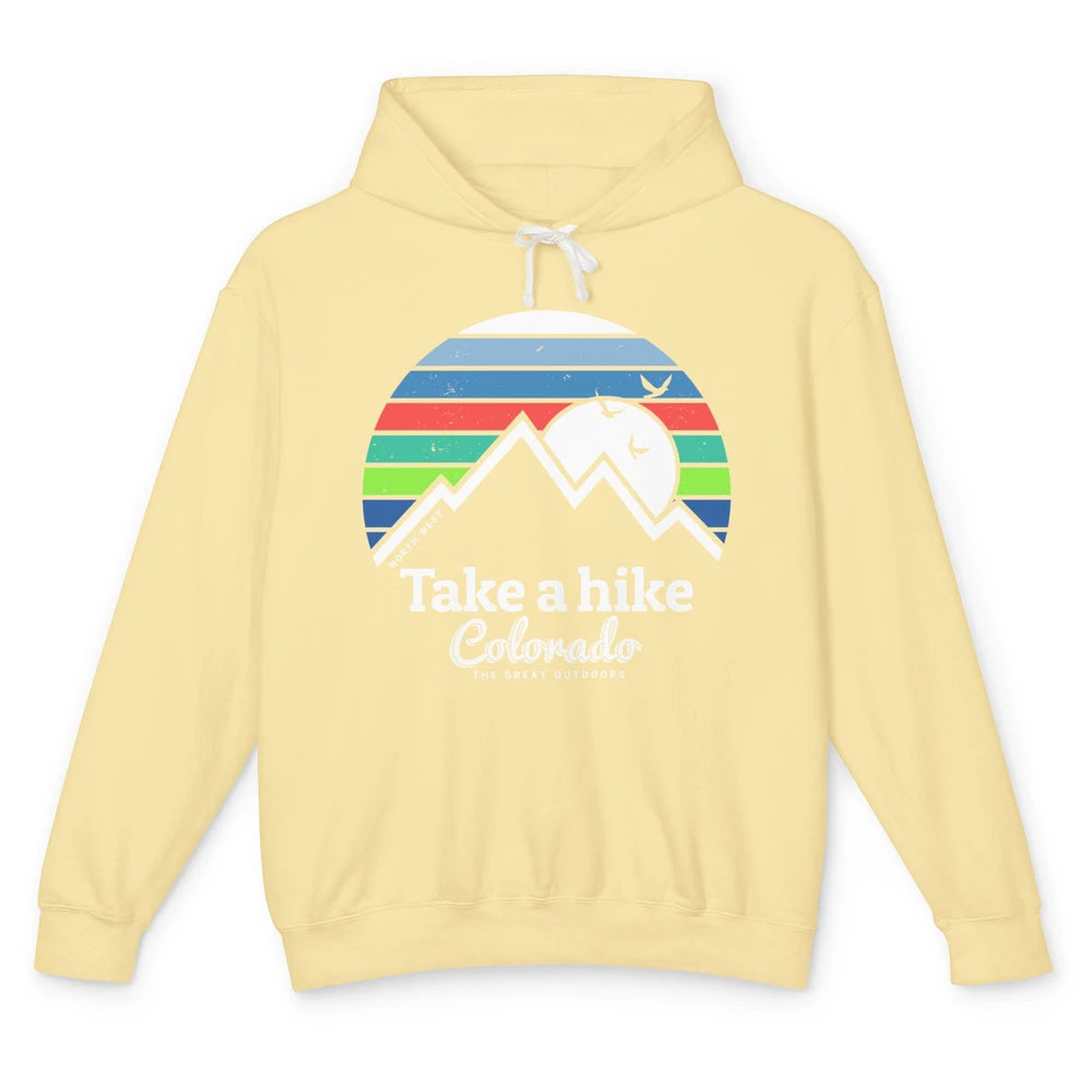Retro Colorado Mountain Take A Hike The Great Outdoor Hiking Unisex Lightweight Hoodie