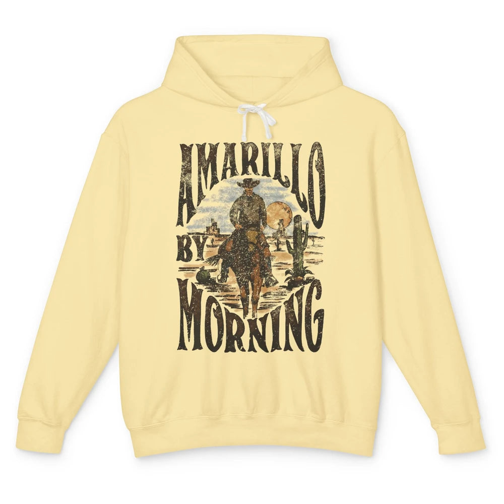 Retro Cowboy Riding Horse Desert Amarillo By Morning Western Unisex Lightweight Hoodie