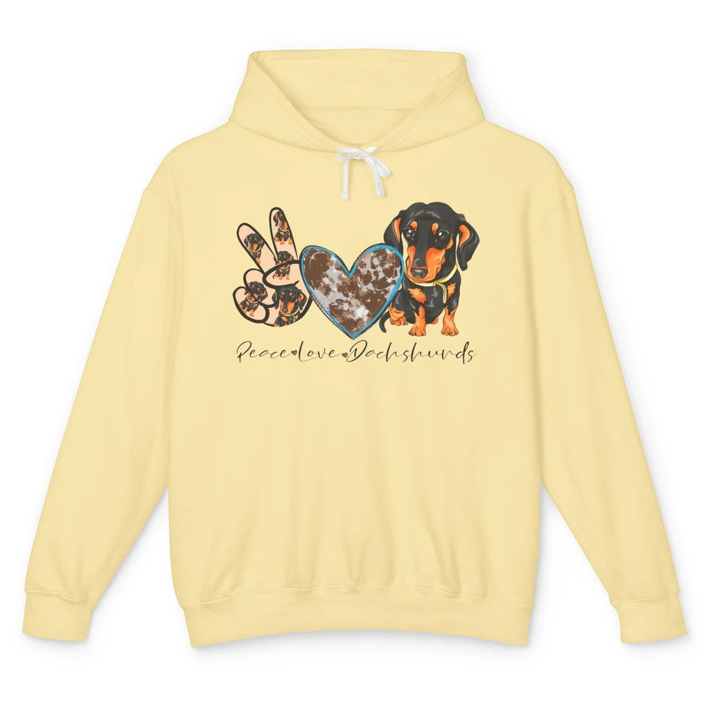 Peace Love Dachshund Dog Mom Dachshund Lovers Wiener Mom Unisex Lightweight Hoodie