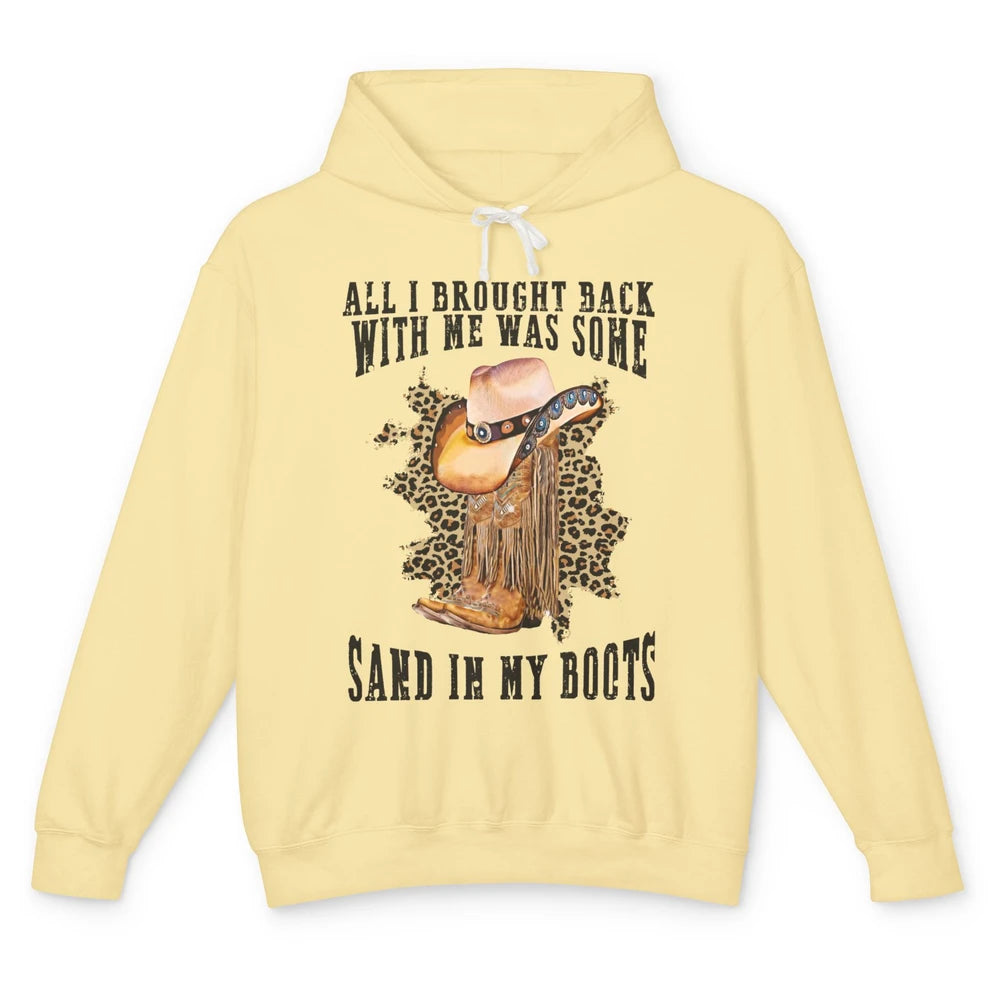Retro Leopard Sand In My Boot Western Country Cowgirl Cowboy Unisex Lightweight Hoodie