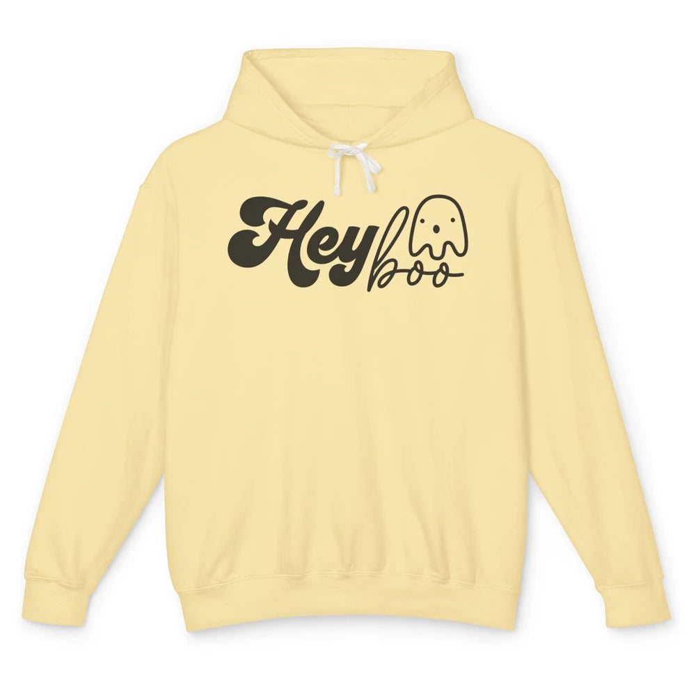 Funny Ghost Hey Boo Pumpkin Halloween Autumn Thanksgiving Unisex Lightweight Hoodie