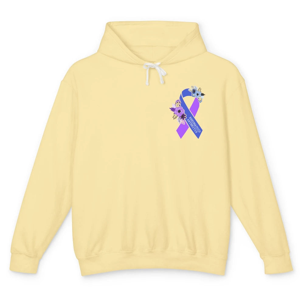 Rheumatoid Arthritis RA Awareness Support Blue Purple Ribbon Unisex Lightweight Hoodie