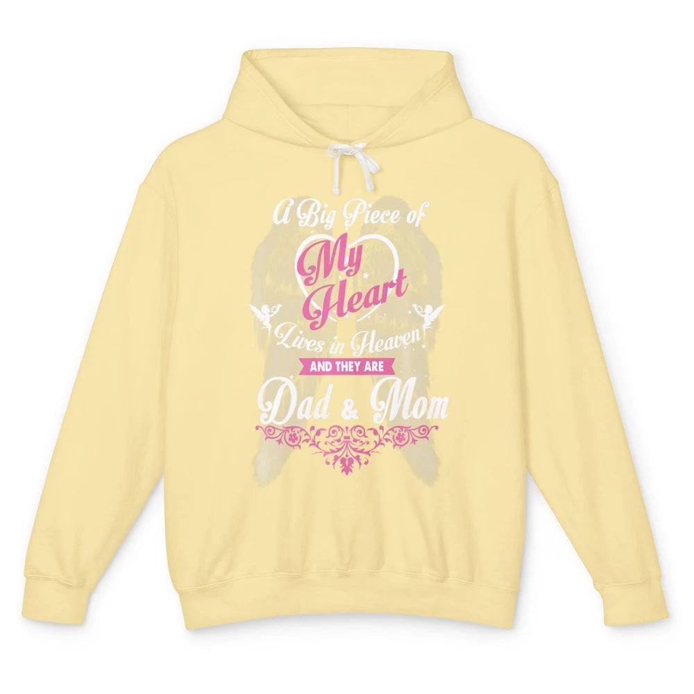 Parents Heaven Dad And Mom In Heaven Angel Wings Guardian Unisex Lightweight Hoodie