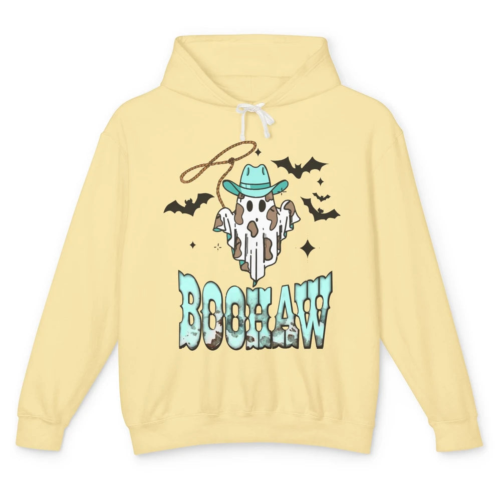 Retro Halloween Boohaw Cowboy Ghost Spooky Western Halloween Unisex Lightweight Hoodie