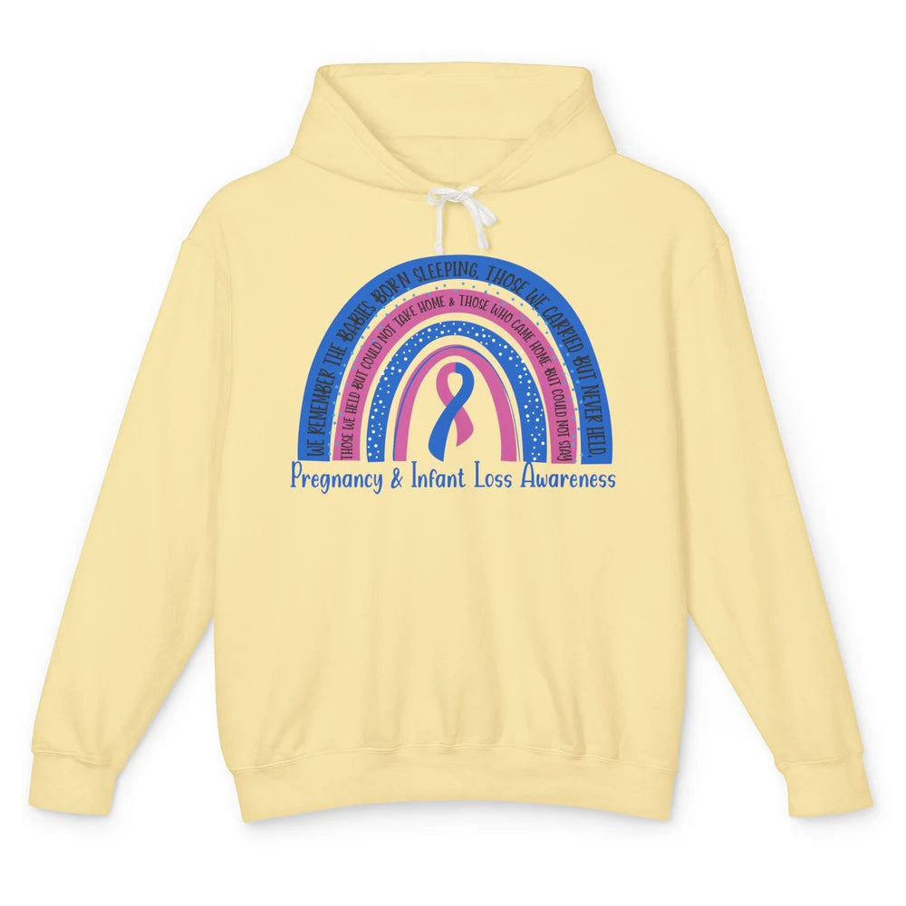 Pregnancy Infant Loss Awareness Rainbow Remember The Babies Unisex Lightweight Hoodie