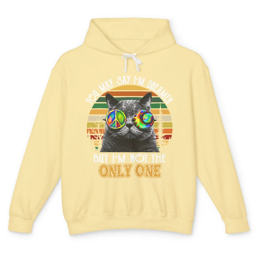 Retro Hippie Cat I'm A Dreamer Peace Lovers Hippie Soul Gift Unisex Lightweight Hoodie