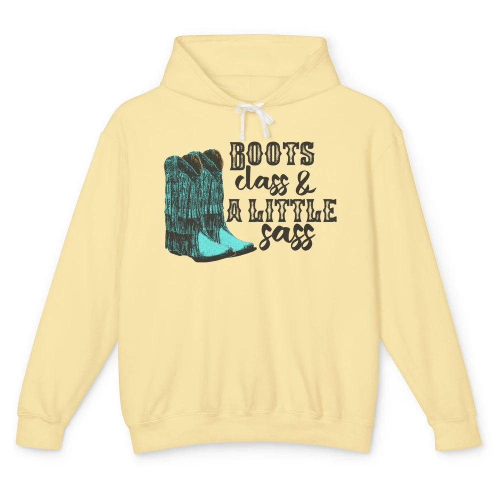 Retro Cowgirl Boots Class Little Sass Cowboy Western Country Unisex Lightweight Hoodie