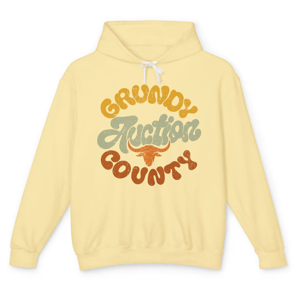 Retro Cow Cattle Grundy County Auction Western Country Farm Unisex Lightweight Hoodie