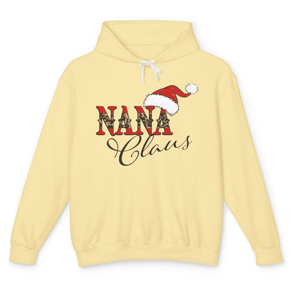 Nana Claus Western Nana Santa Hat Christmas Grandma Leopard Unisex Lightweight Hoodie