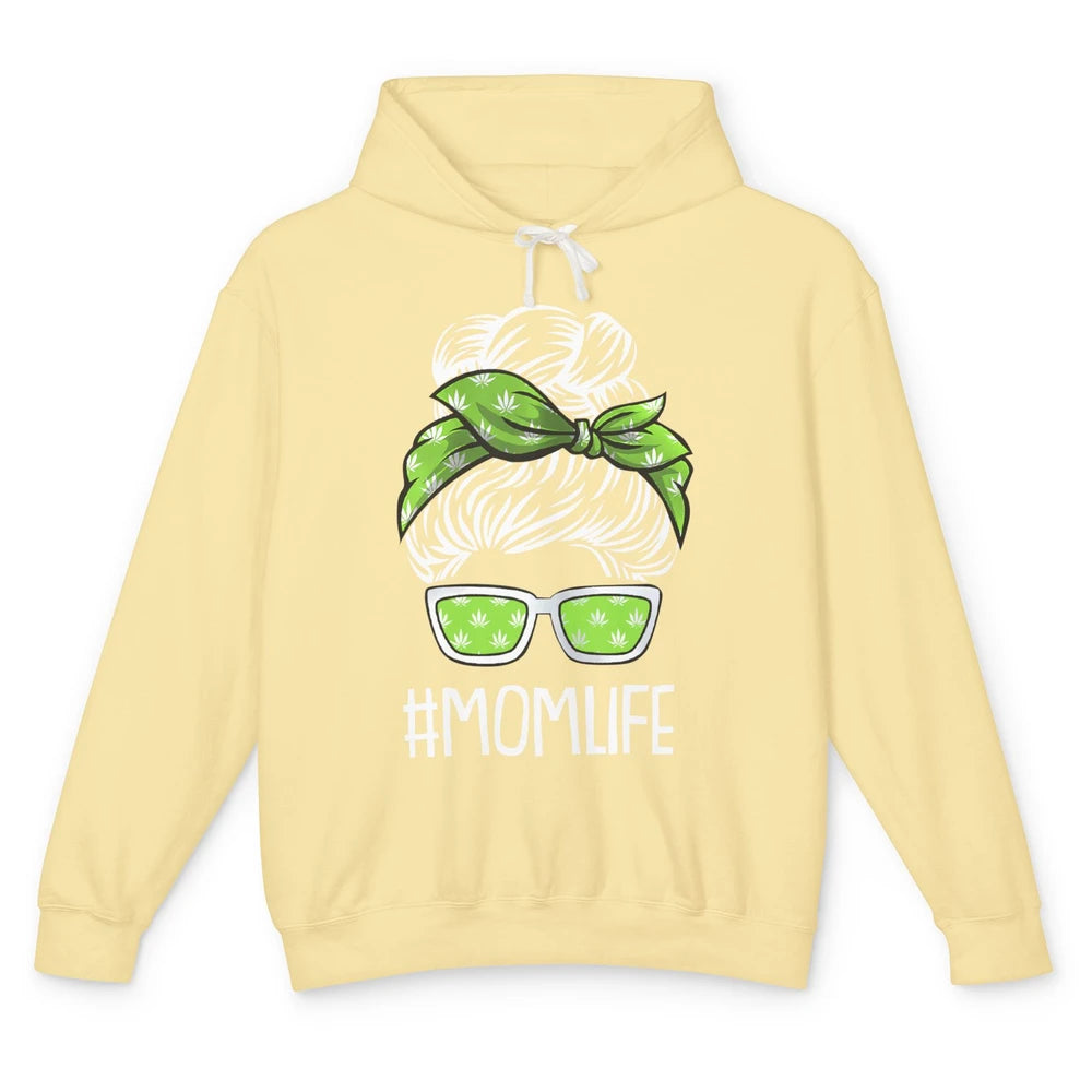 Mom Life Women Cannabis Weed Mom Lady Bun Unisex Lightweight Hoodie