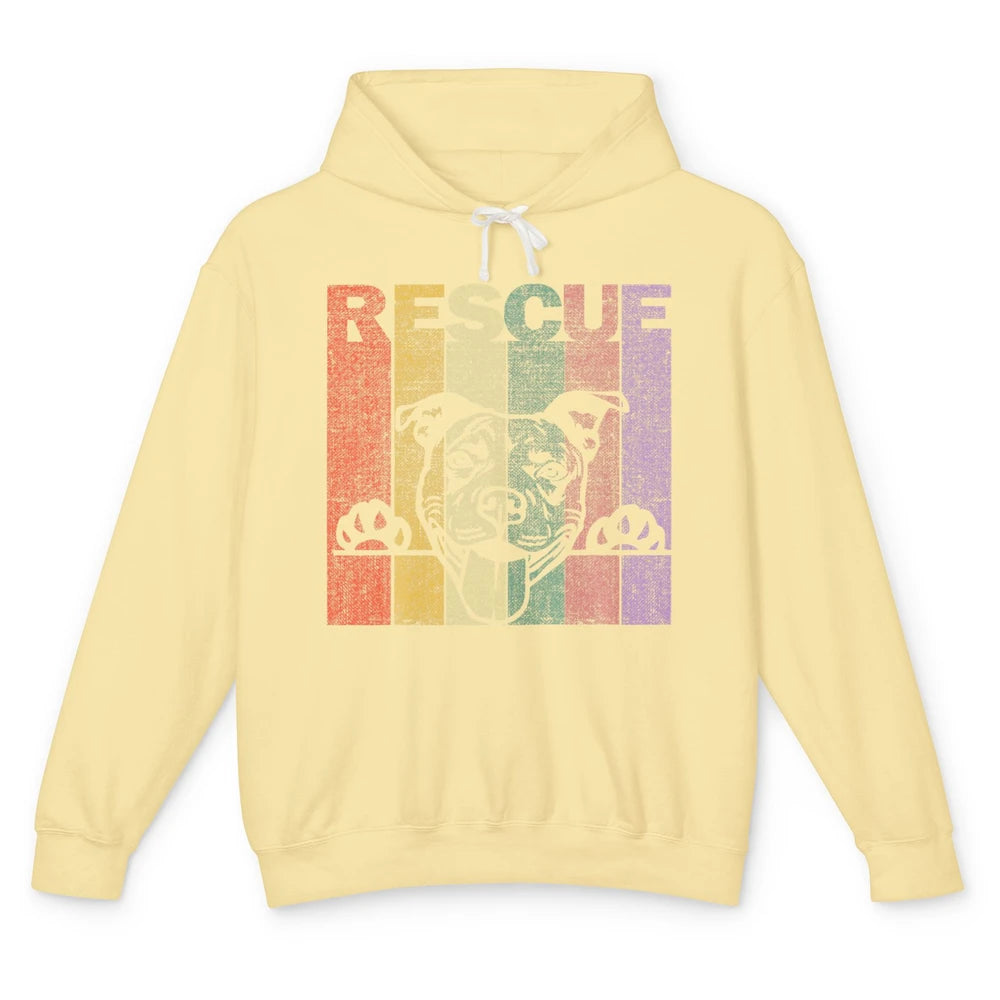 Rescue Dog Pitbull Puppy Adopt Vintage Funny Pet Rescuer Mom Unisex Lightweight Hoodie