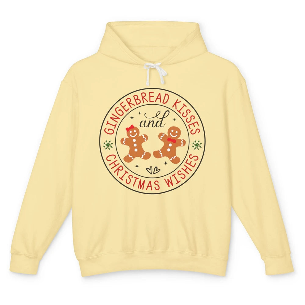Christmas Gingerbread Kissed And Christmas Wishes Winter Unisex Lightweight Hoodie