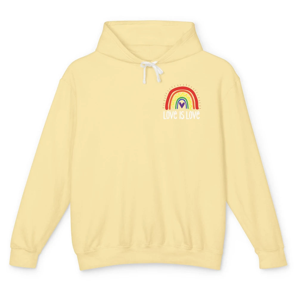 Rainbow Love Is Love LGBT Gay Pride Month Rainbow Flag Unisex Lightweight Hoodie