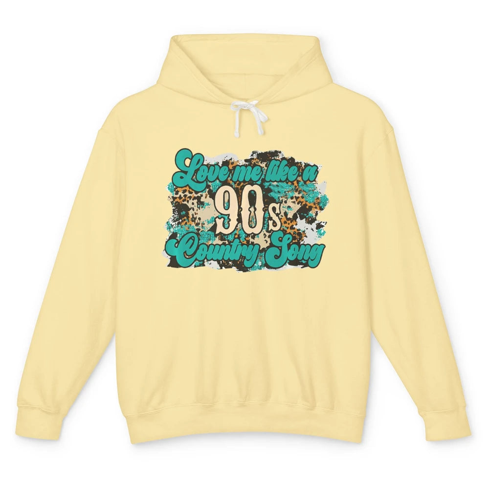 Retro Leopard Love Me Like 90s Song Texas Western Country Unisex Lightweight Hoodie