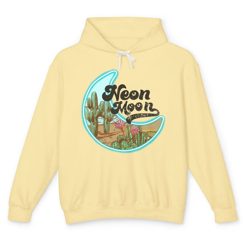 Neon Moon Cactus Flower Desert Western Cowboy Rodeo Vintage Unisex Lightweight Hoodie