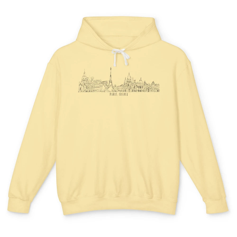 Paris Eiffel Tower Souvenir Travel France Gift Paris Skyline Unisex Lightweight Hoodie
