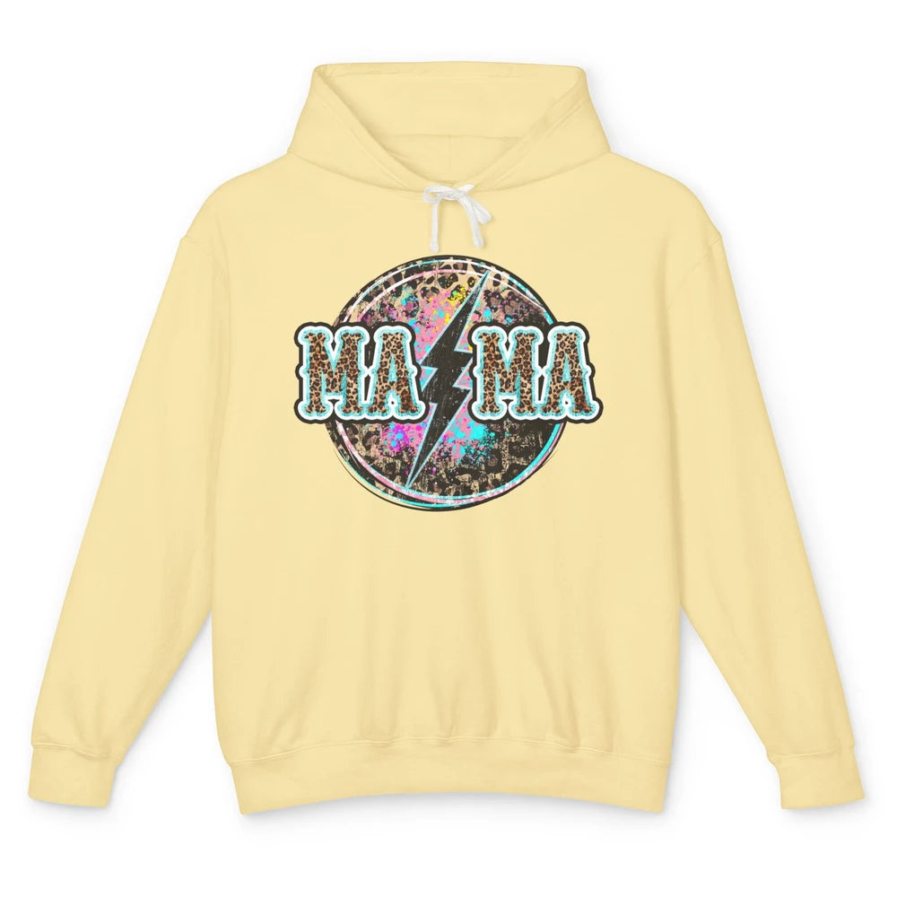 Retro Leopard Mama Lightning Bolt Western Country Bad Moms Unisex Lightweight Hoodie