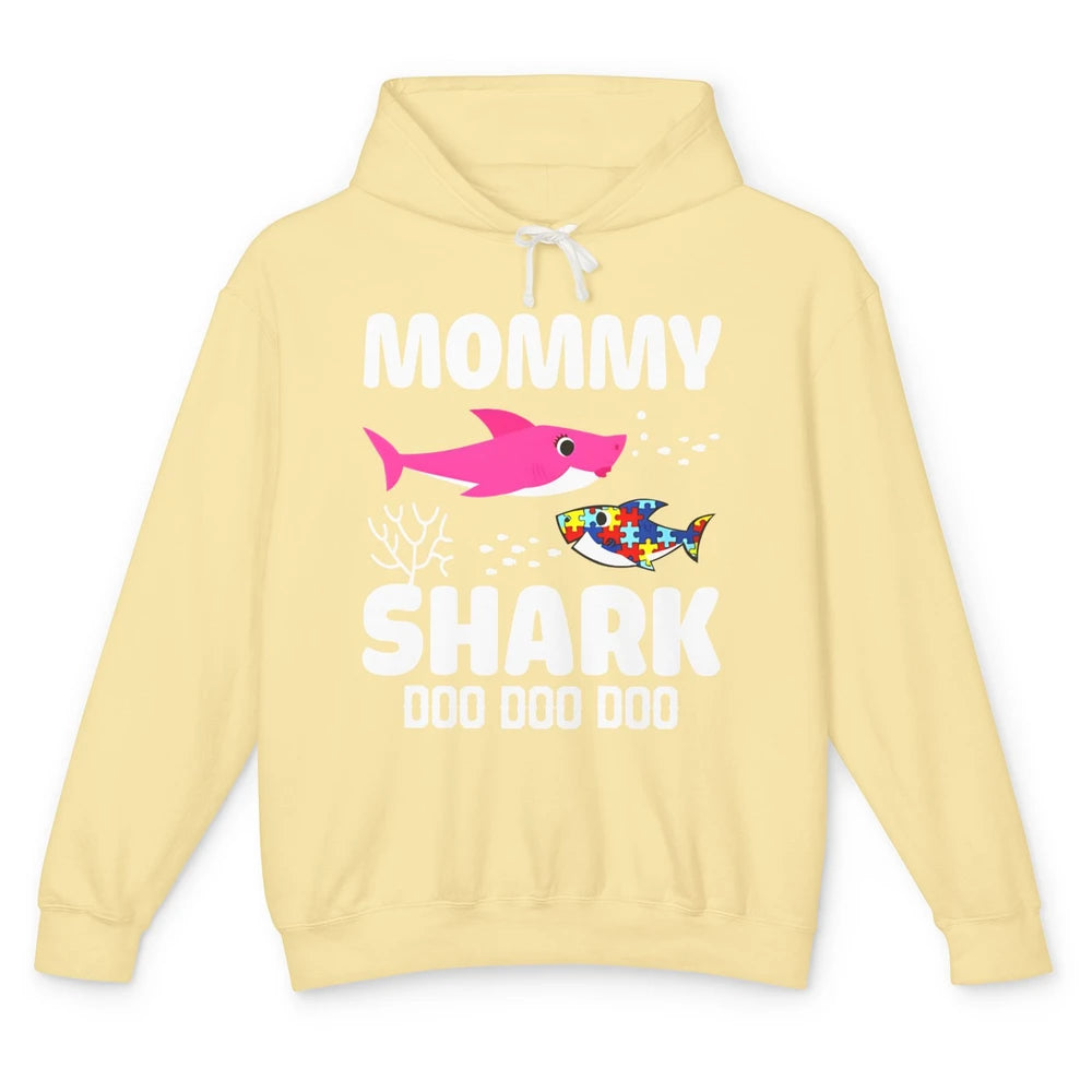 Mommy Shark Autism Shark Puzzle Autism Mom Autism Awareness Unisex Lightweight Hoodie