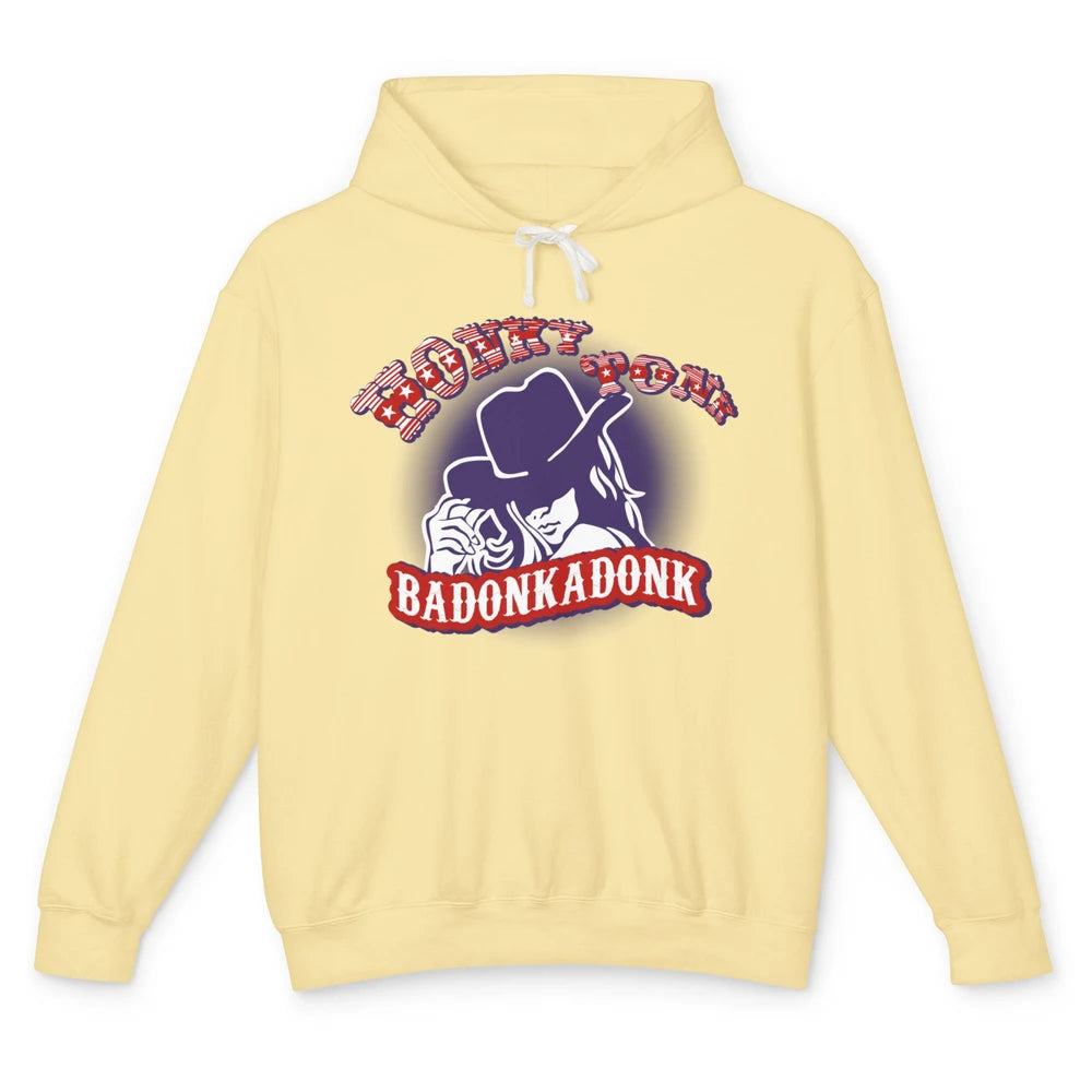 Retro Cowgirl Honky Tonk Badonkadonk Western Country Unisex Lightweight Hoodie