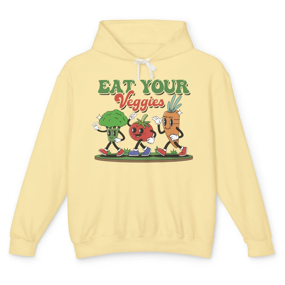 Retro Farm Fruit Eat Your Veggies Gardening Vegan Farmer Unisex Lightweight Hoodie