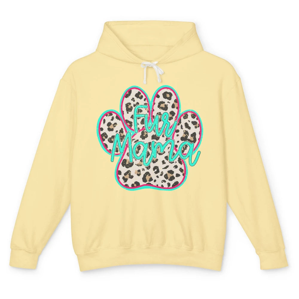 Retro Leopard Fur Mama Dog Paws Dog Mama Western Dog Mama Unisex Lightweight Hoodie