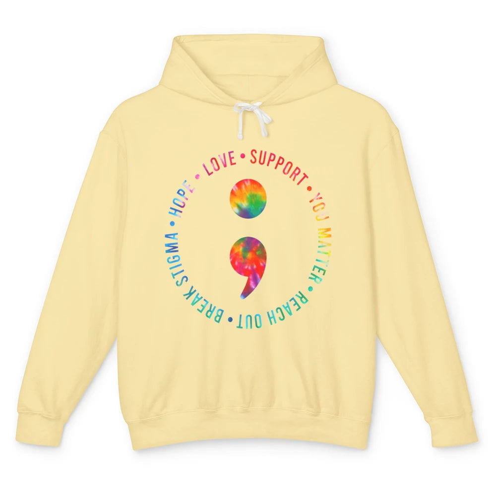 Semicolon You Matter Blue Purple Suicide Prevention Month Unisex Lightweight Hoodie