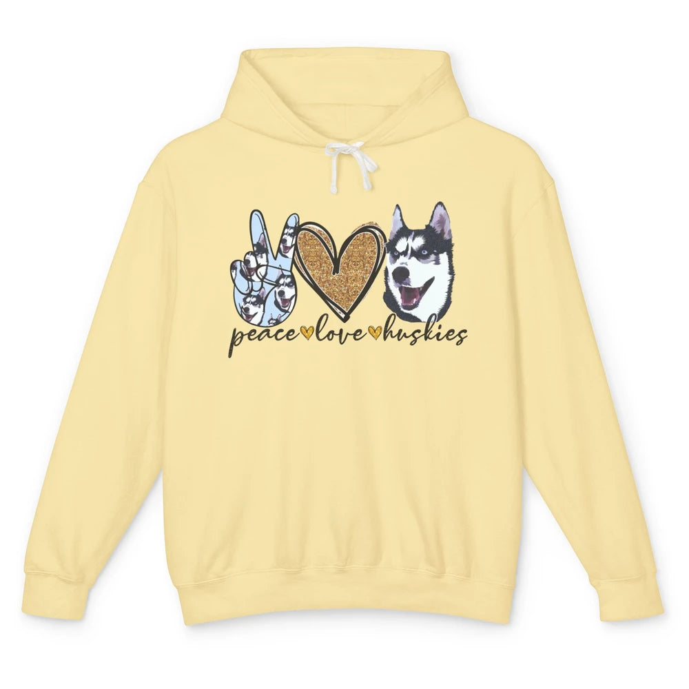 Peace Love Husky Funny Siberian Husky Mom Dog Lovers Gift Unisex Lightweight Hoodie