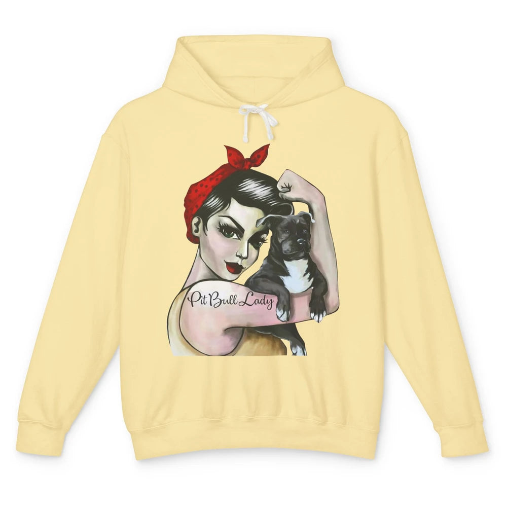 Pit Bull Lady Pit Bull Mom Dog Mom Bandana Dog Lovers Gift Unisex Lightweight Hoodie