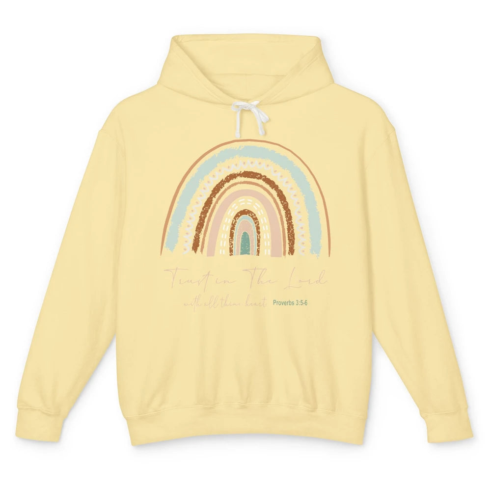 Rainbow Trust In The Lord With All Heart Christian Religious Unisex Lightweight Hoodie