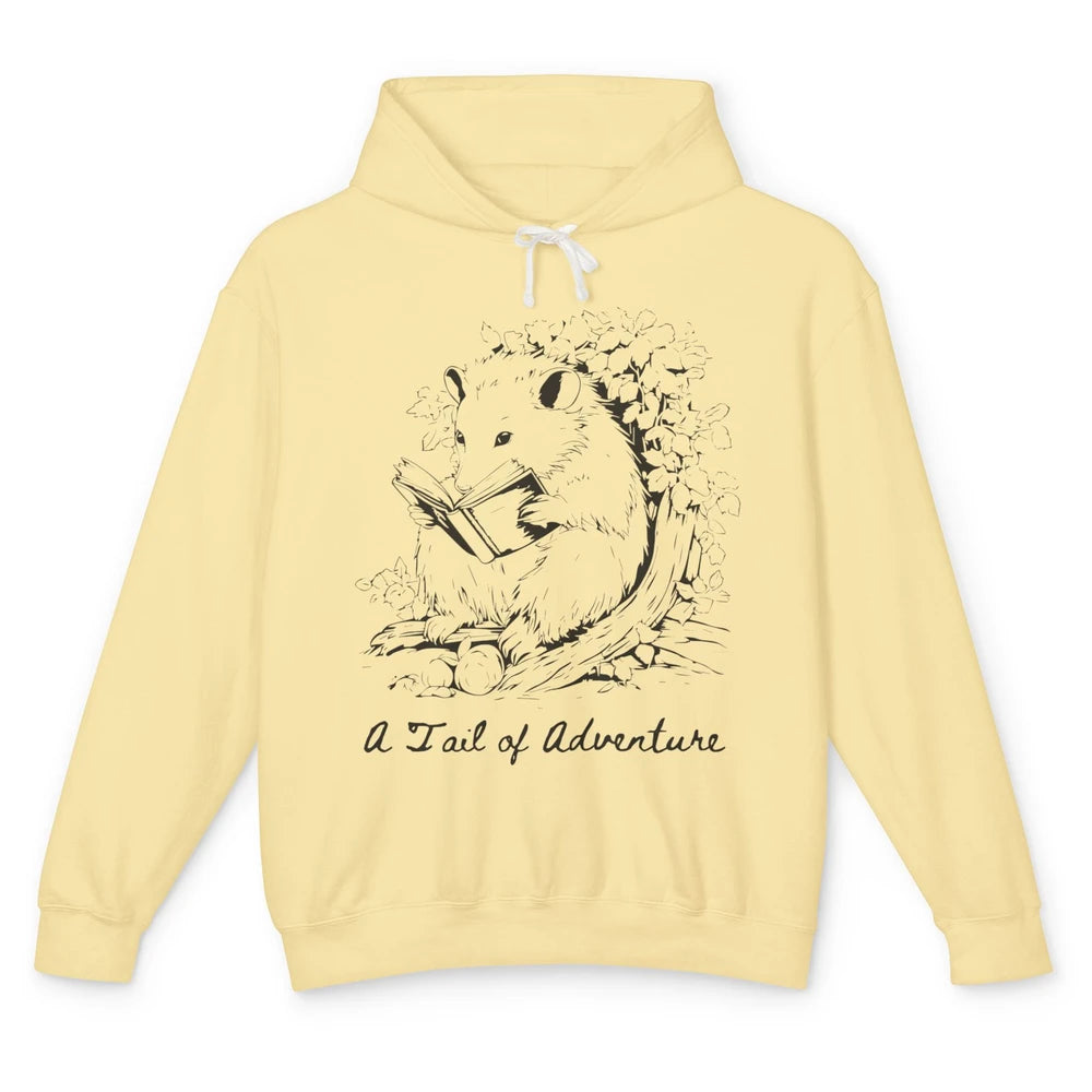 Opossum Reading Books Cute Possum Cat Lovers Team Trash Unisex Lightweight Hoodie