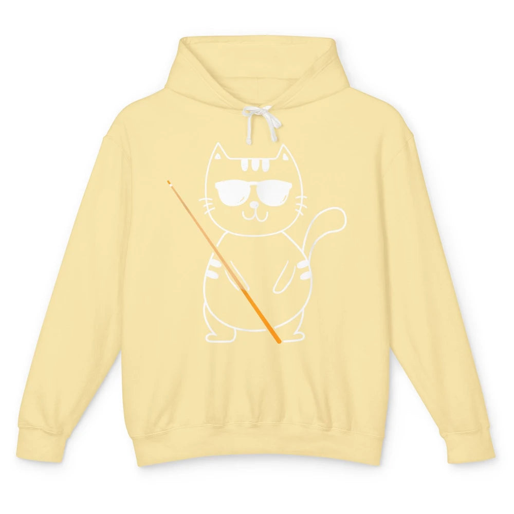 Pool Player Cool Cat Sunglasses Eight Balls Pool Snooker Pun Unisex Lightweight Hoodie