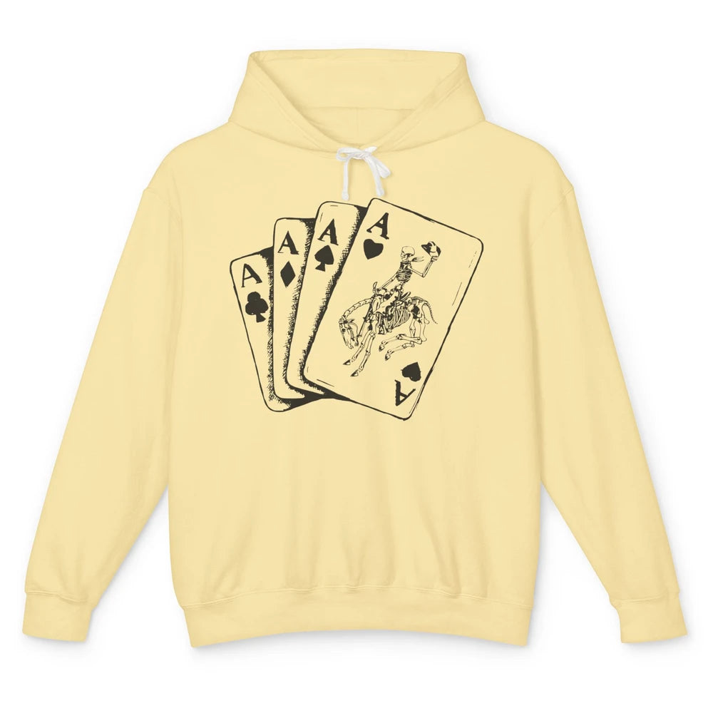 Skeleton Cowboy Horsing Playing Cards Western Cowboy Rodeo Unisex Lightweight Hoodie