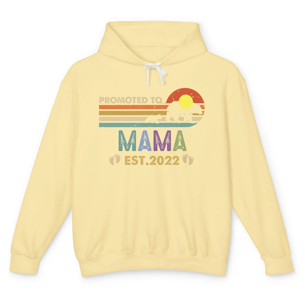 Retro Mama Bear Promoted To Mama Est 2022 First Mothers Day Unisex Lightweight Hoodie