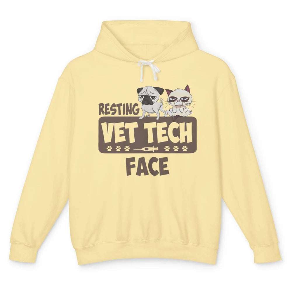 Resting Vet Tech Animal Face Nurse Veterinarian Dog Cat Paw Unisex Lightweight Hoodie