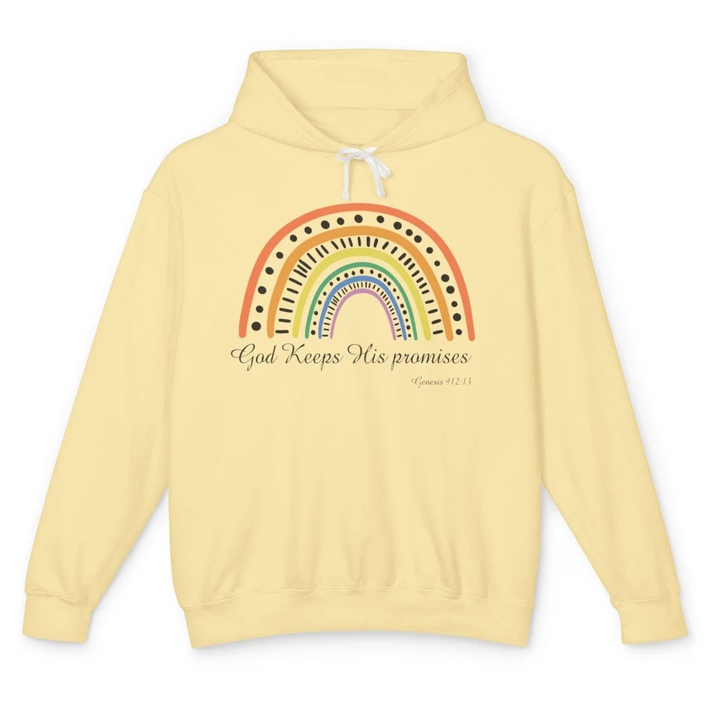 Retro Rainbow God Keeps His Promises Christian Religious Unisex Lightweight Hoodie
