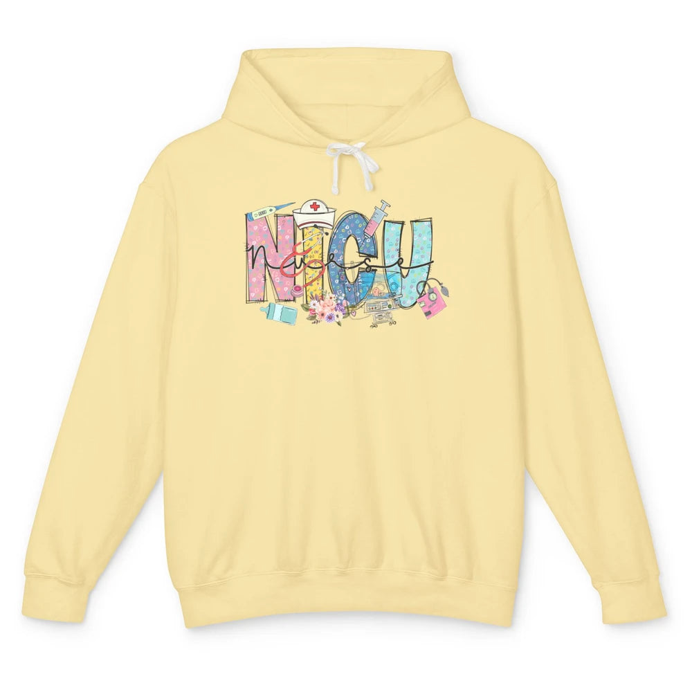 Nicu Nurse Registered Therapist Nursing Floral Leopard Care Unisex Lightweight Hoodie