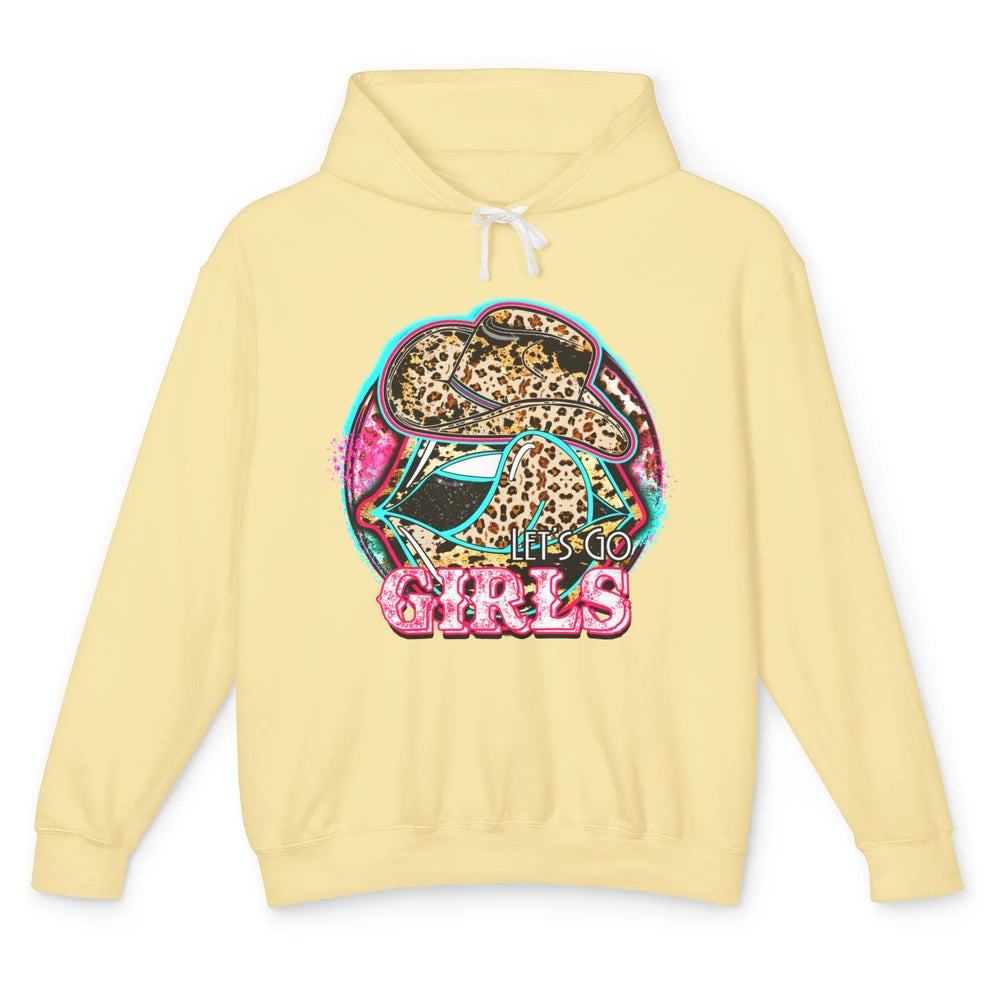 Retro Leopard Cowboy Boots Let's Go Girls Western Cowgirls Unisex Lightweight Hoodie