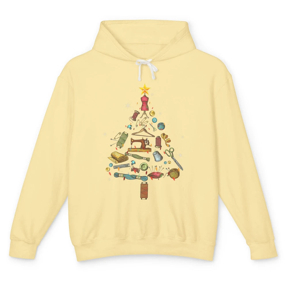 Merry Christmas Sewing Yarn Quilting Xmas Tree Sew Machine Unisex Lightweight Hoodie