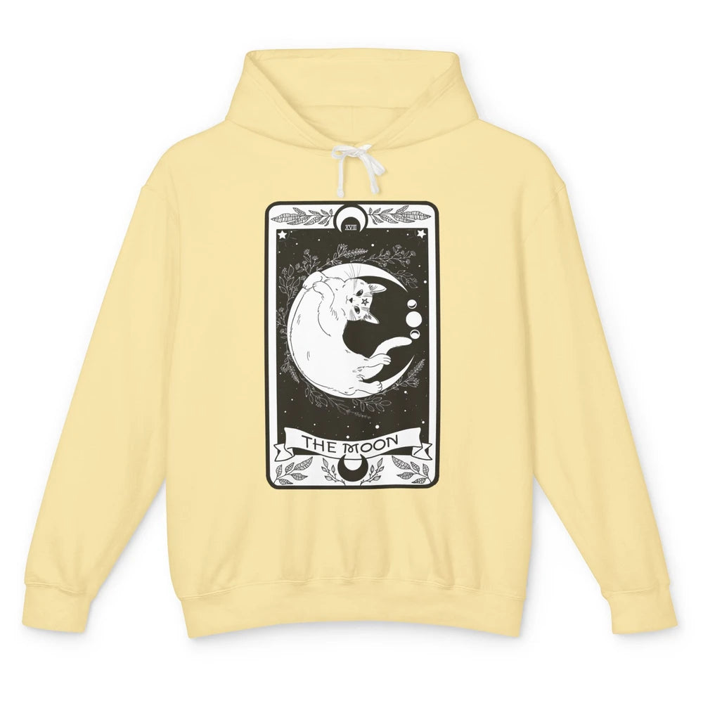 Retro Halloween Gothic Cat The Moon Tarot Card Witchcraft Unisex Lightweight Hoodie