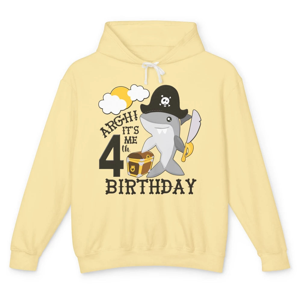 Pirate Shark 4th Birthday Party 4th Birthday Boy Girl Gift Unisex Lightweight Hoodie