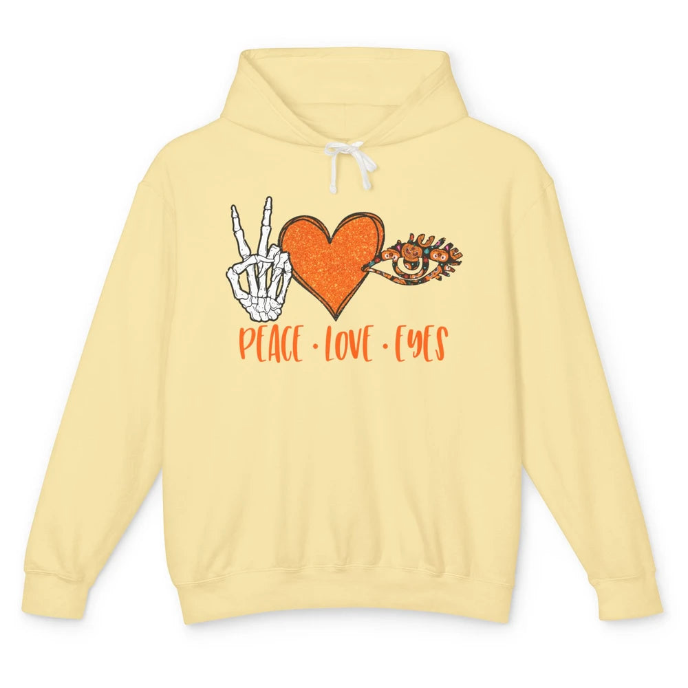 Optician Halloween Peace Love Eyes Optometrist Pumpkin Gift Unisex Lightweight Hoodie