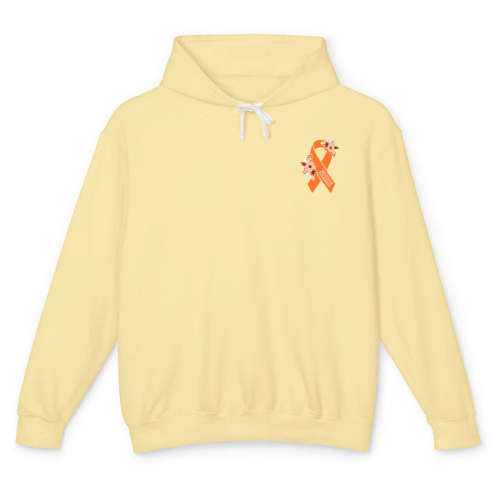 Multiple Sclerosis Awareness Floral Orange Ribbon Rainbow Unisex Lightweight Hoodie