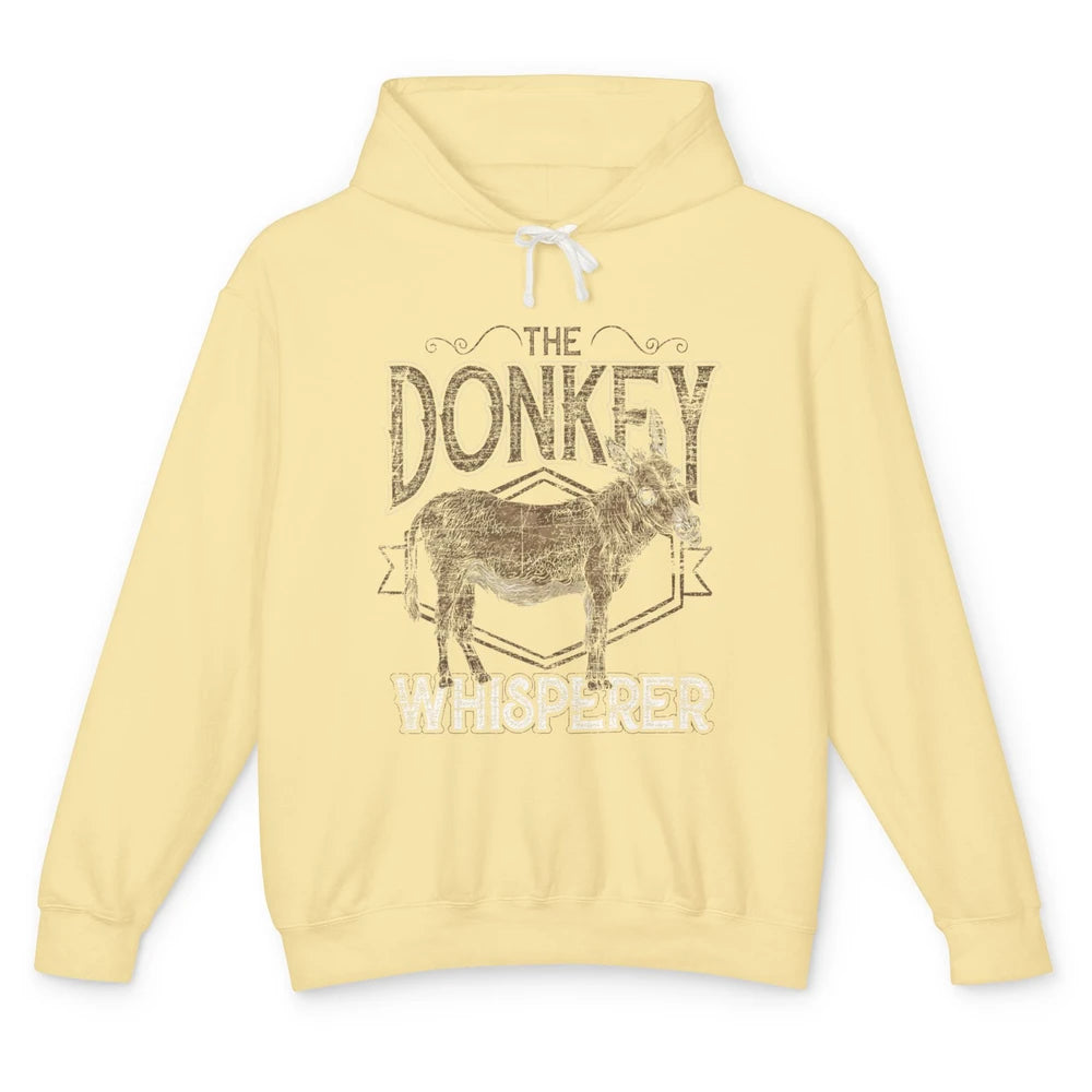 Retro Donkey Whisperer Farming Life Farm Animal Funny Donkey Unisex Lightweight Hoodie
