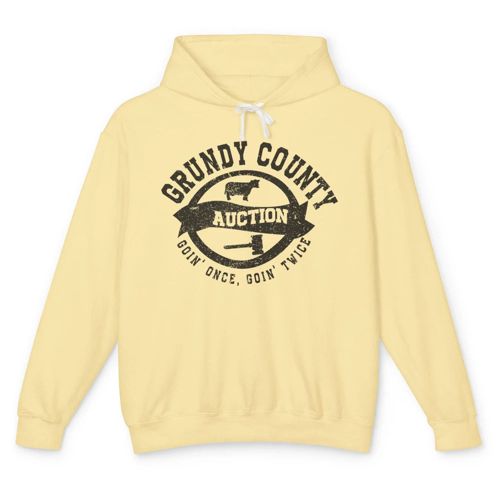 Retro Bull Skull Grundy County Auction Western Country Farm Unisex Lightweight Hoodie