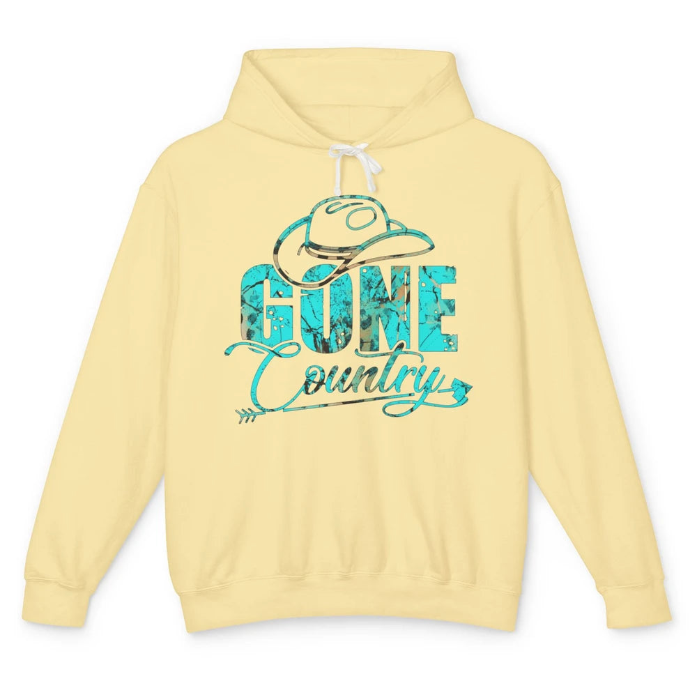 Retro Cowboy Hat Gone Country Western Country Cowgirl Gift Unisex Lightweight Hoodie
