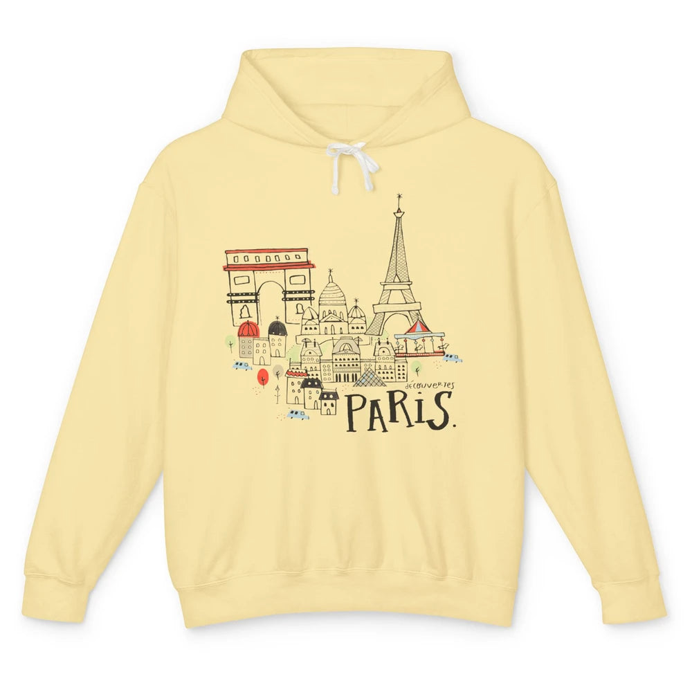 Paris Eiffel Tower Travel France Gift Paris Skyline Unisex Lightweight Hoodie