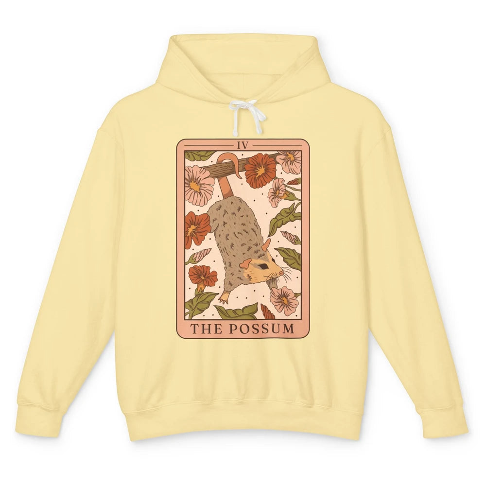 Possum Tarot Card Floral Possum Cat Lovers Team Trash Unisex Lightweight Hoodie